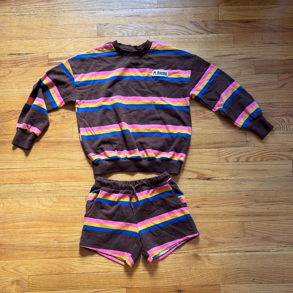 Mini Rodini Brown Striped Kids Lounge Set